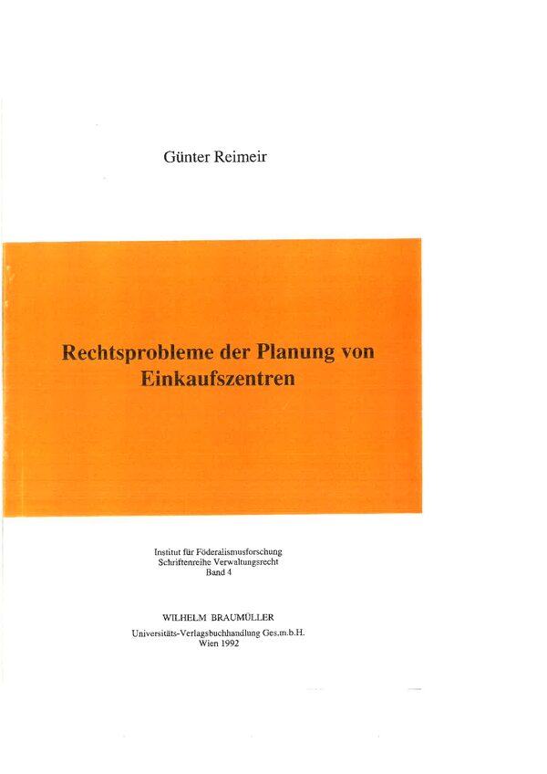Rechtsprobleme der Planung von Einkaufszentren.