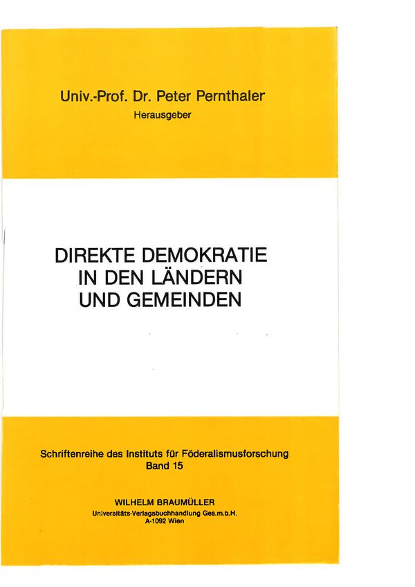 Direkte Demokratie in den Ländern und Gemeinden.