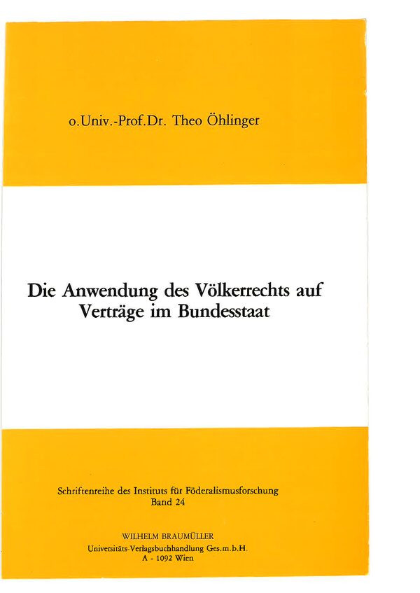 Die Anwendung des Völkerrechts auf Verträge im Bundesstaat.